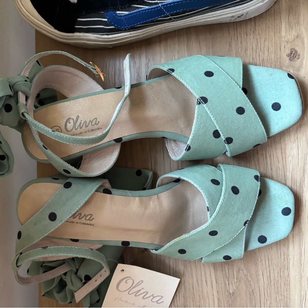 Women's Green Polka Dot Sandals